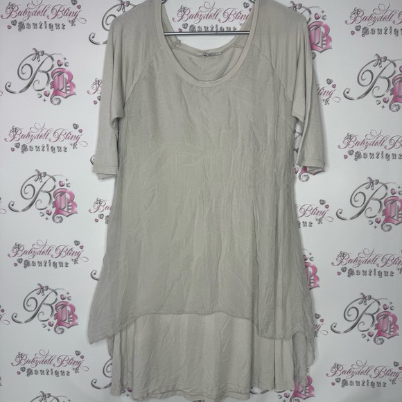 Angela Mara Italy dress grey tiered mesh with under slip soft buttery luxe - Picture 2 of 11